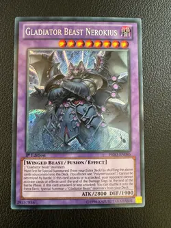 Yugioh 3x Gladiator Beast Nerokius PRIO-EN086 Secret Rare - Image 4