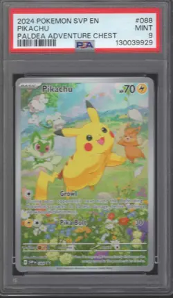 PIKACHU PSA 9 088 SVP BLACK STAR PALDEA ADVENTURE CHEST FULL ART POKEMON CARD - Image 1