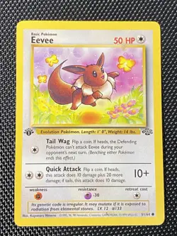 Eevee Jungle 51/64 1st Edition Common Pokemon Card LP/NM - Image 1