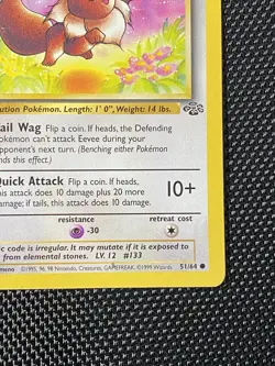 Eevee Jungle 51/64 1st Edition Common Pokemon Card LP/NM - Image 4