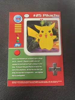 Pokemon Card TV2 #25 Pikachu TOPPS Series 1 TV Animation EXCELLENT Non-Holo!!!!! - Image 2