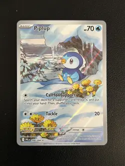 Pokemon TCG Card Piplup 098/094 Phantasmal Flames Illustration Rare - Image 1