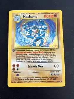 1999 Base Set Vintage Pokemon 2 Card Lot: Holo 1st Edition Machamp & Raichu - Image 2