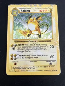 1999 Base Set Vintage Pokemon 2 Card Lot: Holo 1st Edition Machamp & Raichu - Image 4