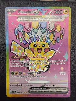 Pokemon TCG Pikachu ex 277/217 ASC Holo EX Rule Card English 2026 - Image 1
