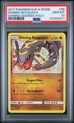 2017 POKEMON SUN & MOON SHINING LEGENDS #56 SHINING RAYQUAZA-HOLO PSA 10 - Image 1