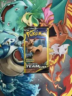Pokemon TCG Sun & Moon Team Up Mini Booster Pack Snorlax & Eevee Sealed 7.72G - Image 3