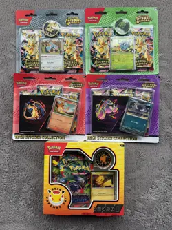 4 X Pokemon Ascended Heroes Tech Sticker & Blister Pack 1 x 30th Anniv bundle - Image 1
