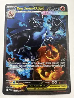 2025 Pokemon Mega Charizard X ex #125/094 Me02: Phantasmal Flames Holo NM+ - Image 1