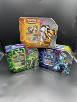 3 Brand New Sealed Pokemon TCG Black Friday Tins (Boulder, Leaves, and Crown) - Image 1