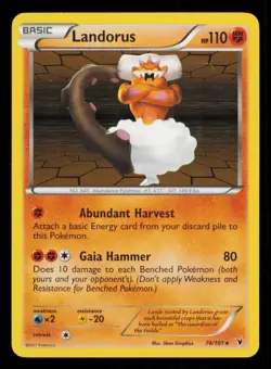Pokemon Card Landorus 74/101 Noble Victories Rare Holo Foil MP MP 2011 - Image 1