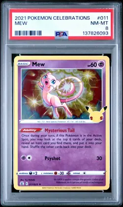 2021 POKEMON CELEBRATIONS #011 MEW PSA 8 - Image 1