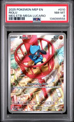 2025 POKEMON MEP EN-ME BLACK STAR PROMO #010 RIOLU PSA 8 - Image 1