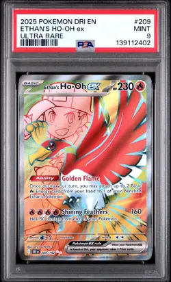 2025 POKEMON DRI EN-DESTINED RIVALS ULTRA RARE #209 ETHAN'S HO-OH EX PSA 9 - Image 1