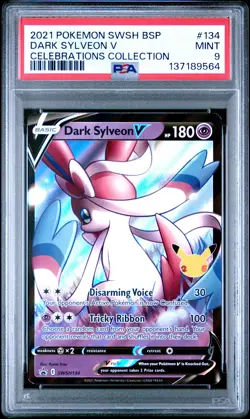 2021 POKEMON SWSH BLACK STAR PROMO CELEBRATIONS COLL #134 DARK SYLVEON V PSA 9 - Image 1