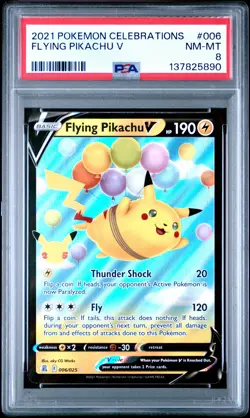 2021 POKEMON CELEBRATIONS #006 FLYING PIKACHU V PSA 8 - Image 1