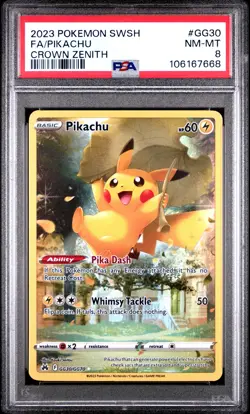 2023 POKEMON SWORD & SHIELD CROWN ZENITH #GG30 FULL ART/PIKACHU PSA 8 - Image 1