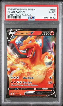 2020 POKEMON SWORD & SHIELD DARKNESS ABLAZE #019 CHARIZARD V PSA 9 - Image 1