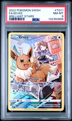 2022 POKEMON SWORD & SHIELD BRILLIANT STARS #TG11 FULL ART/EEVEE PSA 8 - Image 1