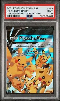 2021 POKEMON SWSH BLACK STAR PROMO CELEBRATIONS COLL #139 PIKACHU V-UNION PSA 9 - Image 1