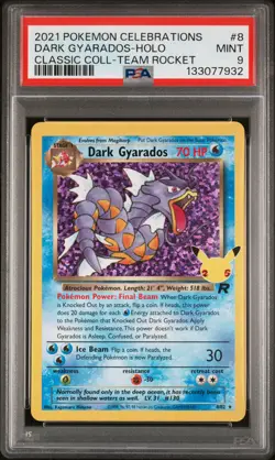2021 POKEMON CELEBRATIONS CLASSIC COLL #8 DARK GYARADOS-HOLO PSA 9 - Image 1
