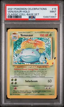 2021 POKEMON CELEBRATIONS CLASSIC COLL #15 VENUSAUR-HOLO PSA 9 - Image 1