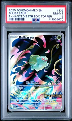 2025 POKEMON MEG EN-MEGA EVOLUTION ENHANCED BOOSTER BOX TOPPER BULBASAUR PSA 8 - Image 1
