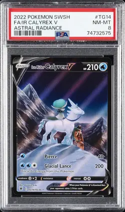 2022 POKEMON SWORD & SHIELD ASTRAL RADIANCE FULL ART/ICE RIDER CALYREX V PSA 8 - Image 1