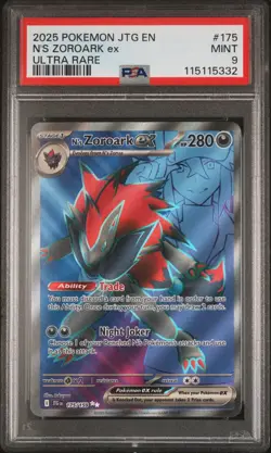 2025 POKEMON JTG EN-JOURNEY TOGETHER ULTRA RARE #175 N'S ZOROARK EX PSA 9 - Image 1