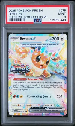 2025 POKEMON PRE EN-PRISMATIC EVOLUTIONS SURPRISE BOX EXCLUSIVE EEVEE EX PSA 9 - Image 1
