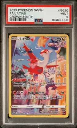 2023 POKEMON SWORD & SHIELD CROWN ZENITH #GG20 FULL ART/LATIAS PSA 9 - Image 1