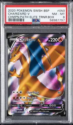 2020 POKEMON SWSH BLACK STAR PROMO #050 CHARIZARD V PSA 8 - Image 1