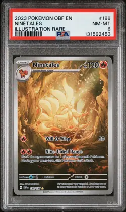 2023 POKEMON OBF EN-OBSIDIAN FLAMES ILLUSTRATION RARE #199 NINETALES PSA 8 - Image 1