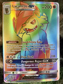 Lycanroc GX 156/145 Secret Rainbow Rare – Guardians Rising – Pokemon Card LP - Image 1