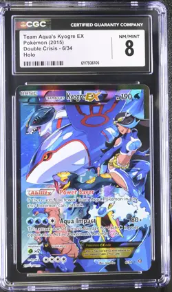 CGC 8 Team Aqua's Kyogre EX 2015 Double Crisis 6/34 Holo Pokemon Card - Image 1
