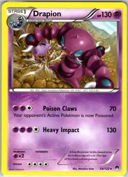 Drapion 54/122 Rare Regular Card XY - BREAKpoint Pokemon TCG LP - Image 1