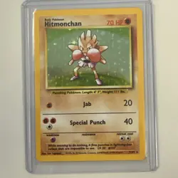 Pokemon TCG Hitmonchan Base Set Holo Unlimited Rare Card 7/102 LP-NM Condition - Image 1
