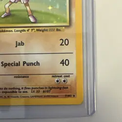 Pokemon TCG Hitmonchan Base Set Holo Unlimited Rare Card 7/102 LP-NM Condition - Image 5