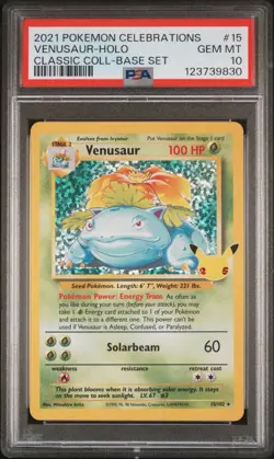 2021 Pokemon Celebrations Classic Collection #15 Venusaur-Holo PSA 10 - Image 1