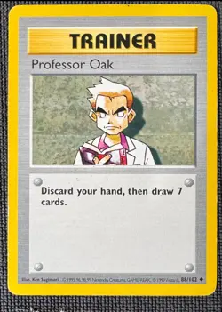 PROFESSOR OAK 88/102 UC BASE SET SHADOWLESS POKEMON HP - Image 1