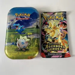 Pokemon TCG Ascended Heroes Booster Single Pack With Tin Case Togepi & Totodile - Image 1