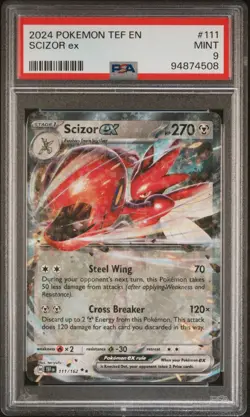 Pokemon Scizor ex 111/162 SV05: Temporal Forces Holo PSA 9 MINT - Image 1