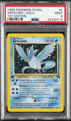 1999 POKEMON FOSSIL 1ST ED #2 ARTICUNO-HOLO PSA 9 - Image 1
