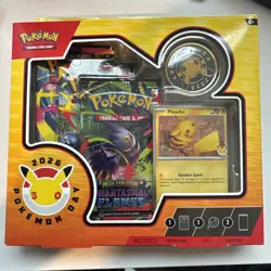 Pokemon Day 2026 Collection 30th Anniversary Pikachu Promo Coin 3 Booster Packs - Image 1
