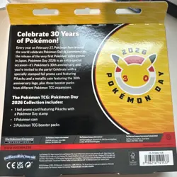 Pokemon Day 2026 Collection 30th Anniversary Pikachu Promo Coin 3 Booster Packs - Image 2