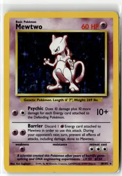 Mewtwo ⭐ 10/102 Holo Rare Base Set 1999 Pokemon NM/LP - Image 1