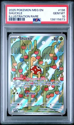 2025 Pokemon Meg En-Mega Evolution #136 Shuckle Illustration Rare PSA 10 - Image 1