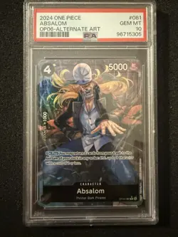 One Piece Absalom OP06-081 Wings of the Captain Alternate Art PSA 10 - Image 1