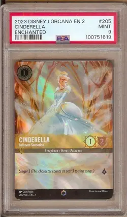 2023 DISNEY LORCANA CINDERELLA BALLROOM SENSATION 205/204 ENCHANTED PSA 9!! - Image 1