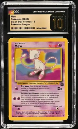CGC 10 PRISTINE - 2000 WOTC Black Star Promo MEW # 8 Pokemon Card - Image 1